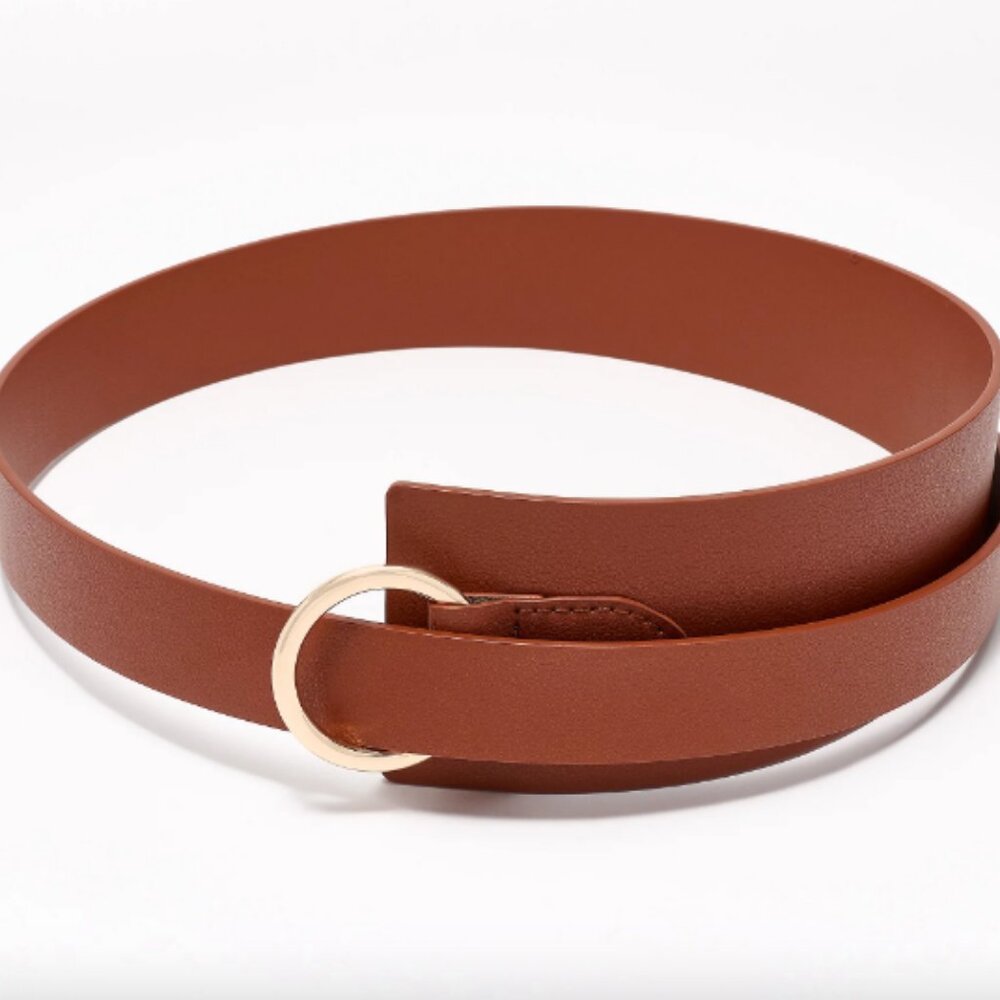 Susan Graver Faux Leather Asymmetrical Wrap Belt , Cognac Sz XXS/XS a634098